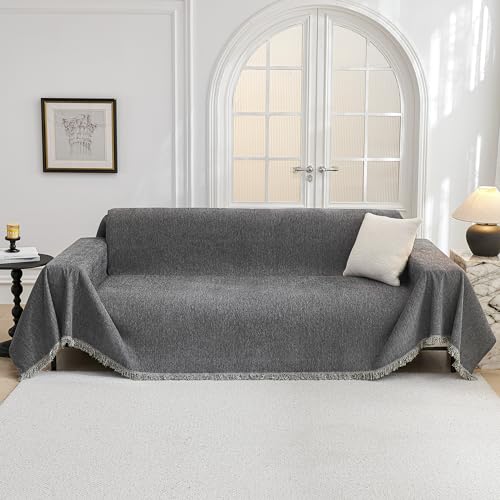 MYSKY HOME Sofa überzug, Kratzschutz für Sofa, Sofabezug 1/2/3/4 Sitzer, Couch überzug, Sofaschutz Katze, Sofaüberwurf Couchschutz für Haustiere Haare Kinder Hund Kratzer, 180 * 300cm, Dunkelgrau