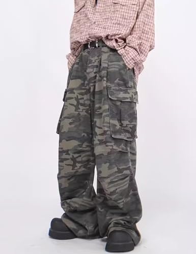 Mens Camo Cargo Pants Y2k Hip Hop Jeans Vintage Dance Skateboard Denim Pants Loose Fit Camouflage Pants Streetwear3