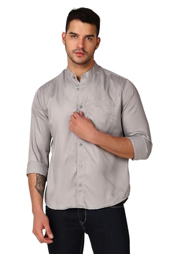 Image of Patrinus Pure Linen Mandarin Collar Full Sleeve Shirt