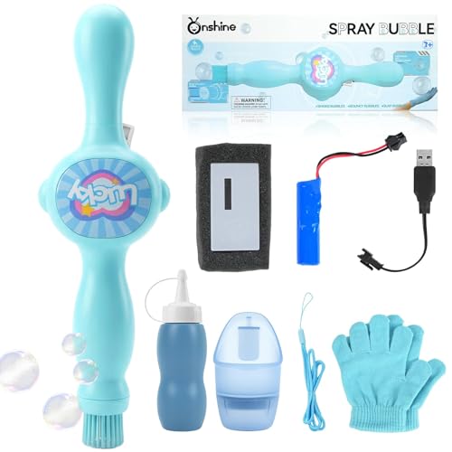 2026 New Smoke Bubble Machine | Rechargeable Automatic Bubble Blower with Colorful Lights & Music Magic Fog Bubble Maker for Party Beach Summer Outdoor Activities (Blue)