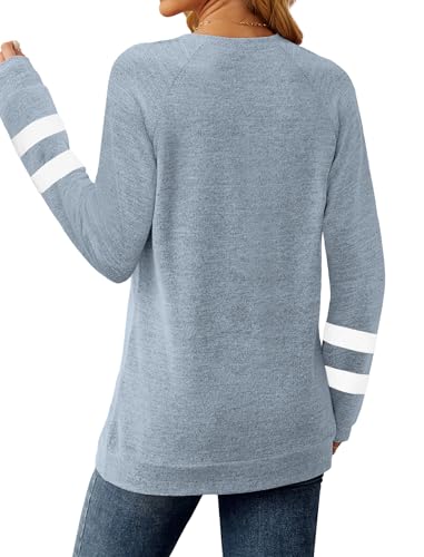 Image of Saloogoe Tunic Sweatshirts for Women Crewneck Lightweight Sweaters Raglan Long Sleeve Shirts Fall Fashion Tops 2026