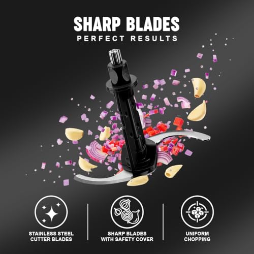 Image of Sujata Chopcraft Electric Chopper 900ml, Vegetable Chopper for Kitchen | Dual Speed | 3200 RPM High Speed Motor | Stainless Steel Blades | Chop, Mince, Whip & Blend | Black