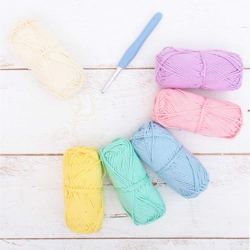 Image of ThreadArt Cotton Crochet Yarn Set #4, 6 Pack 50g 85yd, Cupcake Colors