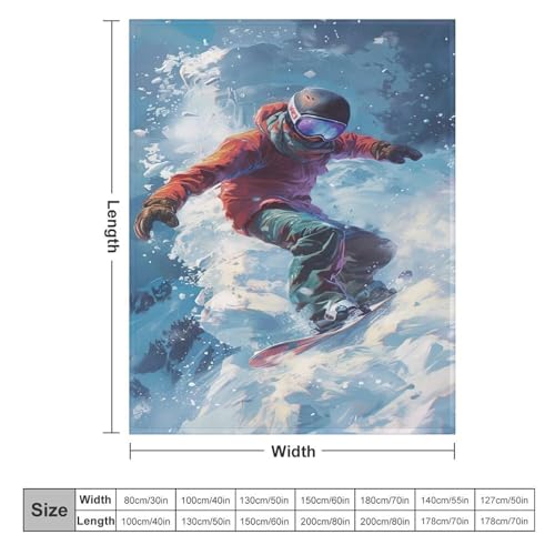 Couvre-lit snowboard couverture flannel linge de lit imprimé 3D - 6