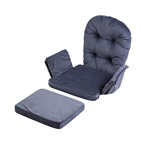 Grey Glider Rocking Chair Replacement Cushions Velvet Washable,Cotton Chair Pad Wood Rocking Chair Cushions Total Chair Pad Cushion with Storage Pockets for Chairs and Ottoman