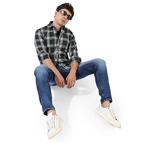 Image of CAHOOT Men's Button Up Shirt for Casual Wear | Regular Fit | Poly Lycra Shirt Crafted with Short Sleeve & Enhanced Stretch Comfort Fit for Everyday Wear