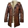 UNIQUELEATHER – Dark Knight Rises Bane echt lederen shearling bruin gember trenchcoat/jas