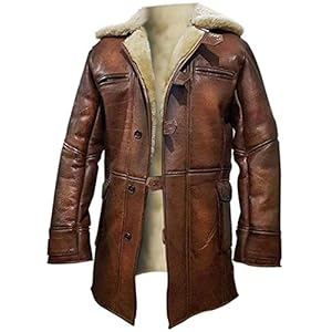 UNIQUELEATHER – Dark Knight Rises Bane echt lederen shearling bruin gember trenchcoat/jas