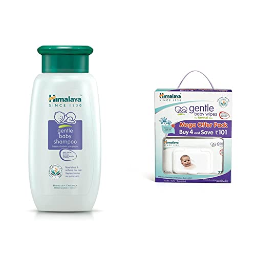 Image of Himalaya Baby Shampoo (400 ml) & Himalaya Gentle Baby Wipes Mega Offer Pack (4N x 72's) Save Rs.101 /-