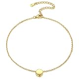 [ChicSilver] アンクレット つけっぱなし レディース ゴールド k18金 サークル 長さ22cm 5cmアジャスター付き アクセサリー