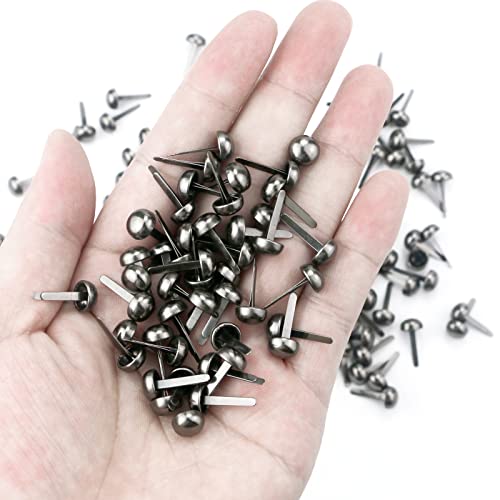 Bercoor 200 Pieces Paper Fasteners Brads, Round Metal Paper Brass Fasteners Brads For Paper Crafts, Decorative Scrapbooking, Diy Art School Project Supplies, 8 X 17Mm (Black) #TOP2