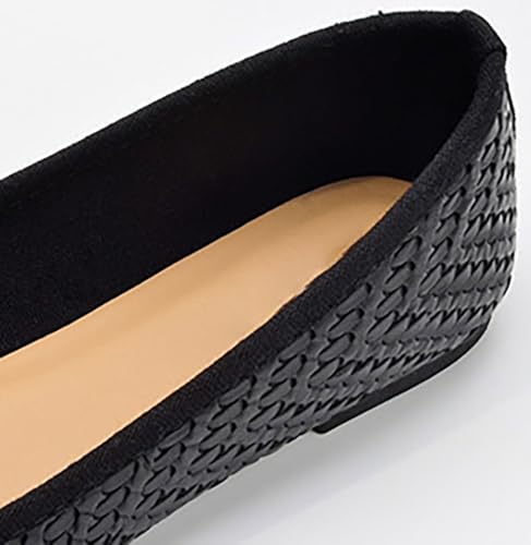 Women's Flats Shoes Faux Leather Woven Round Toe Dressy Ballet Flat Comfortable Ladies Office Work Shoes3