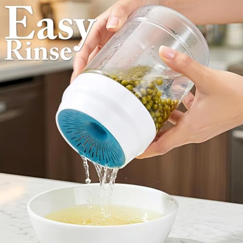 Image of KESI ORNAMENTS Sprout Maker Jar for Home Use with Strainer Drainage Lid,1000ml BPA Free Plastic Sprouting Container for Moong,Chana,Lentils & Beans,Easy Healthy Sprouts Growing Jar for Indian Kitchen
