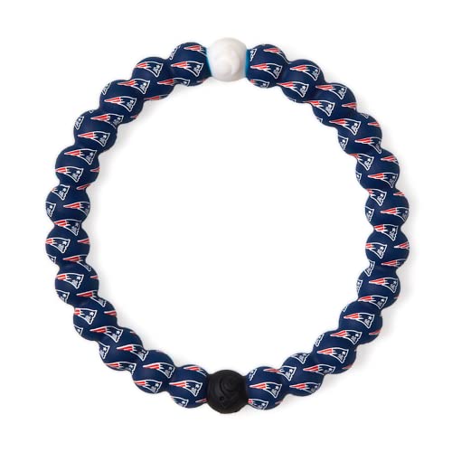 Lokai Silicone Beaded Bracelet for Men & Women NFL Football Collection - New England Patriots Blue Logo Small - Silicone Jewelry Fashion Bracelet Slides-On for Comfortable Fit