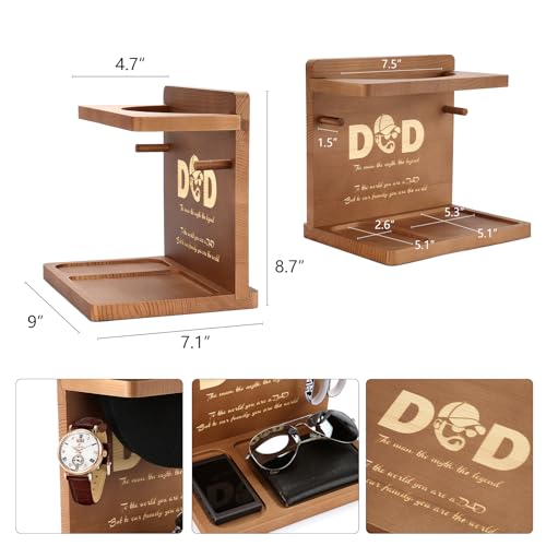 Birthday Gifts Ideas for Dad from Daughter Son,Wooden Hat Holder Display Stand,Hat Rack for Baseball Caps,Best Dad Ever Home Office Organizer Decoration Gifts for Christmas Retirement Fathers Day by Sovyime - Used condition - Image 4