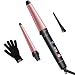 Atmoko by Homitt 2 in 1 Curling Wand,Interchangeable Hair Curler Wand Pearl Ceramic barrel with Digital Controls+22 Heat Settings，60min Auto Off Hair Wand Curling Iron for Beach Waves (1-1.5inch)