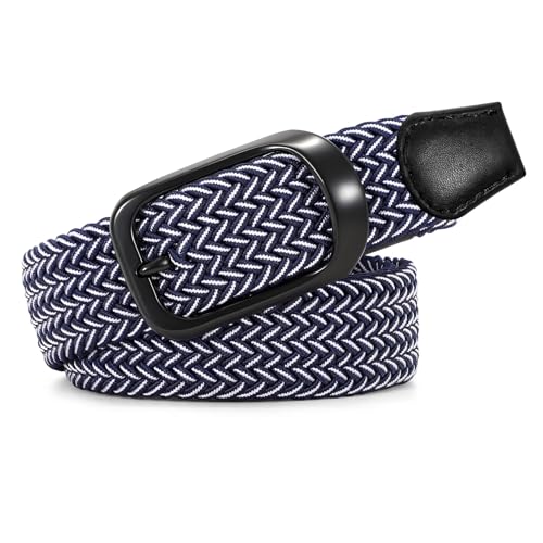 Image of JASGOOD Stretch Belt for Men, Men Women Elastic Woven Braided Belt 1 3 /8 Casual Belt Golf Belt for Jeans Pants