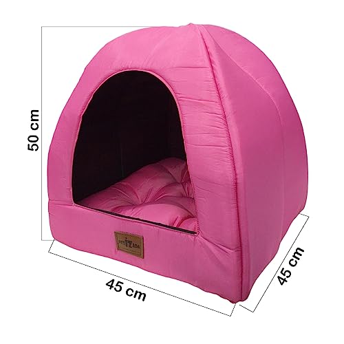 Cama Caminha Pet Toca Iglu 2 em 1 com Almofada para Cachorro ou Gato até 12kg (Rosa)