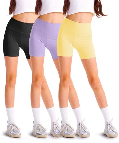 La mejor selección de Ropa interior deportiva para Niña los 5 mejores. 45 SKIDREAM - Paquete de 3 pantalones cortos de ciclista negros de talle alto para niñas de 4 pulgadas, pantalones cortos deportivos de yoga para correr para niños y adolescentes,...