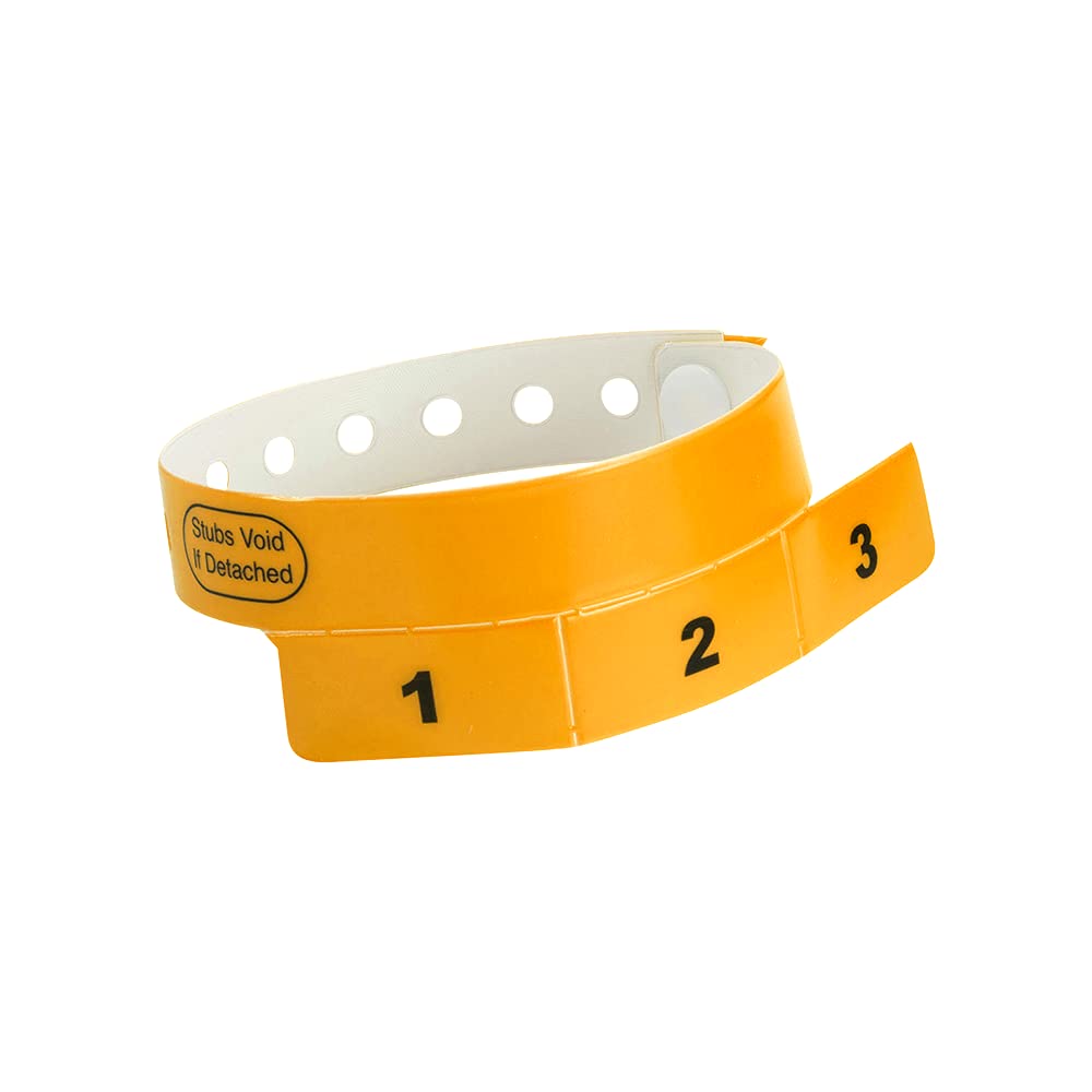 500 WristCo Neon Orange 3 Tab Vinyl Cash Tag Wristbands - Wristbands for Events