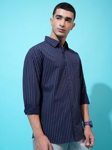 Image of Highlander Men's Slim Fit Striped Shirt | Full Sleeves | Everyday Wear Stylish Shirt for Men