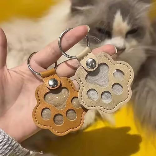 Enitmor Personalisierte Aufbewahrungsbox für Tierhaare für Hunde, Fell-Schlüsselanhänger für Haustiere, Tierhaar-Aufbewahrungstasche, Gedenkgeschenk für Hunde Katzen, Pfotenform (A)