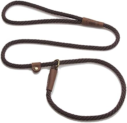 Mendota Pet Slip Leash - Dog Lead and Collar Combo - Made in The USA - Brown, 3/8 in x 6 ft - for Small/Medium Breeds