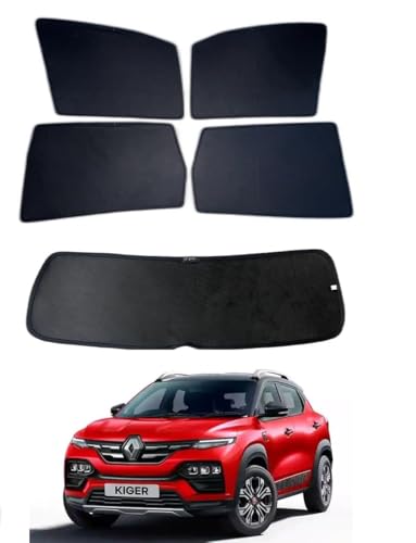 Image of Premium Car Sunshade Fix Type Non-Magnetic Curtain with Rear Dicky Curtain Set of 5pc for Kiger