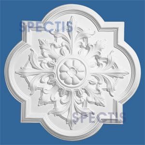 SPECTIS 30 Inch Diameter Quatrefoil (Round and Square) Ceiling Medallion #CM3030 Primed white polyurethane by Spectis Moulders