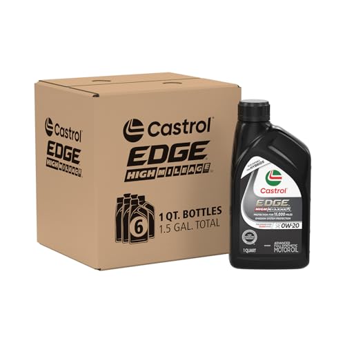 Castrol EDGE High Mileage 0W-20 Advanced Full Synthetic Motor Oil, 1 Quart, Pack of 6
