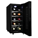 Koolatron 10 Bottle Wine Cooler, Black, Thermoelectric Wine Fridge, 1 cu. ft. Freestanding Wine Cellar, Red, White and Sparkling Wine Storage for...
