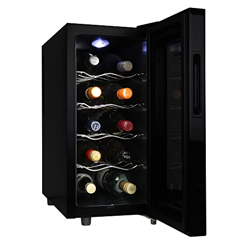 Image of Koolatron Wine Fridge - Wine Cooler, 10 Bottle Wine Cabinet for Champagne, Red, White Wine, Thermoelectric Freestanding Celler For Bar, Home, Kitchen, Paned Glass Door