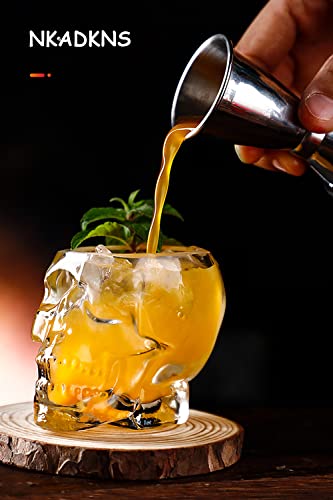 Nkadkns Funny Skull Glass Wine Glass ，Drinking Glass，Gift, Engraved Design,Large Glasses,Vodka Spirits Cup Glass ，New Crystal Skull Cup ，Halloween Decorations Gifts(350Ml/12 Ounces) #TOP4