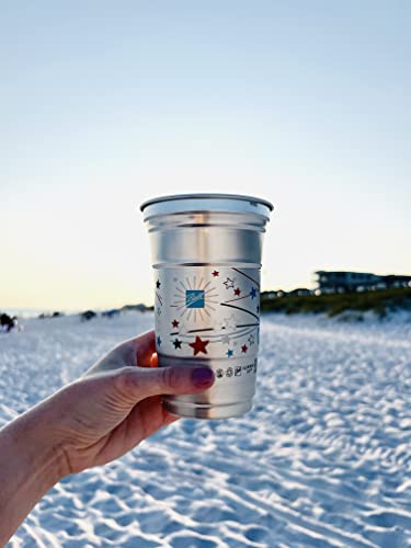Ball Aluminum Cup Recyclable Party Cups, Summer Celebration Design, 20 Oz. Cup, 30 Cups Per Pack #TOP5