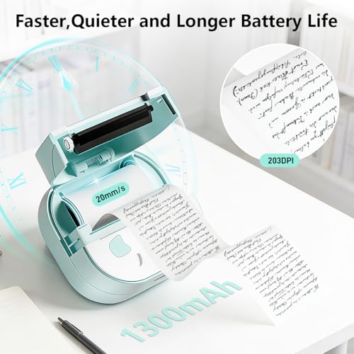 Image of ZEITEL Mini Printer for Mobile, Thermal, Portable, Bluetooth, Inkless Small Printer, Compatible Android & iOS Mobile, 20mm /s High Speed, with 3 Rolls Thermal Paper (2 Year Warranty)
