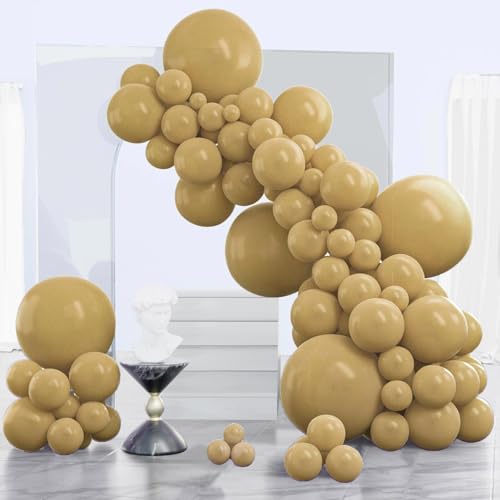 Image of PartyWoo Tan Balloons 140pcs Different Sizes of 18 12 10 5 Inch Light Brown Neutral Boho Coffee Balloon Arch Kit Garland for Wedding Baby Shower Safari Woodland Birthday Party Decorations Brown-F19