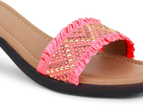 Image of Action Women's Knitted Mule Sandals| Block Heel 10cm| Peep-Toe Design Beige