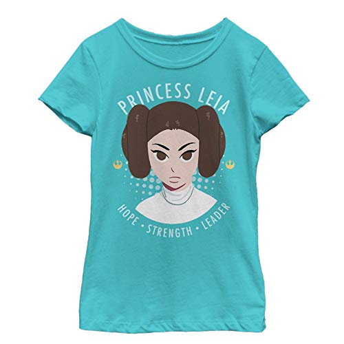 Fifth Sun Star Wars Princess Portrait Girls Short Sleeve tee Shirt Camiseta, Azul Tahití, S para Niñas