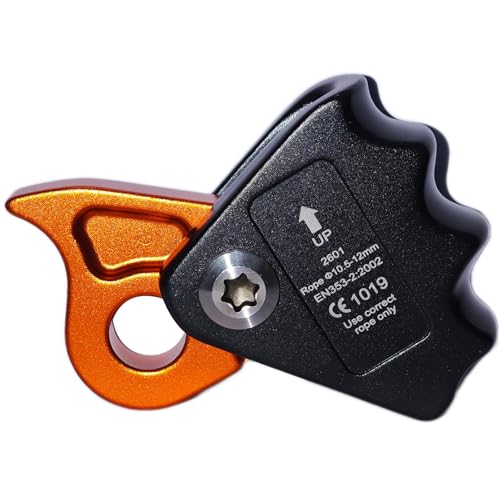 TFTICFH CE 15kN Rope Grab Safety Clip Clamp Fall Protection Belay Device Flipline Rope Adjuster Self-Locking Fall Arrestor Riser Ascender for Climbing Arborist Rescue Training for 10~12mm Rope