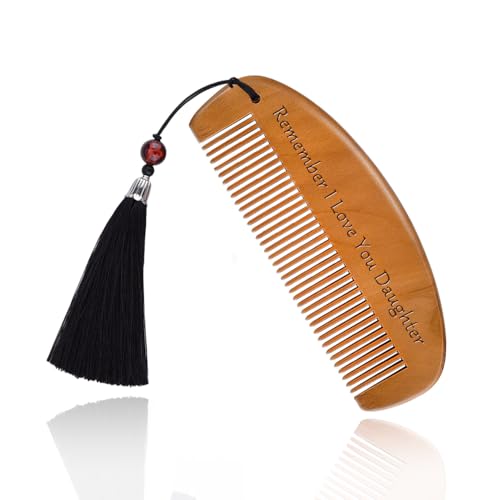 Remember I Love You Daughter Gifts from Mom Dad Novelty Engraved Hair Combs Gifts for Daughters Graduation Birthday Christmas Wedding Gift Cute Tassel Comb Gift for Women image 2