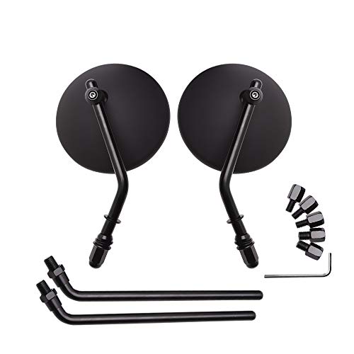 Image of DREAMIZER 3.8 inch Motorcycle Rear View Side Mirror Round 8mm 10mm Universal Compatible with CB350 CB1100 Guide ATV Dirt Bike Cruiser Chopper - Black #1