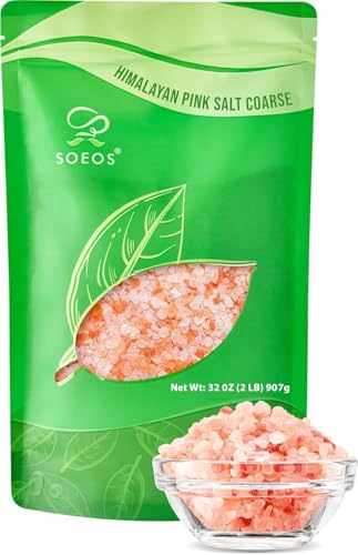 Soeos Himalayan Pink Salt, Coarse Grain, 32 oz (2 Pound), Pink Himalayan Sea Salt, Salt for Grinder Refill