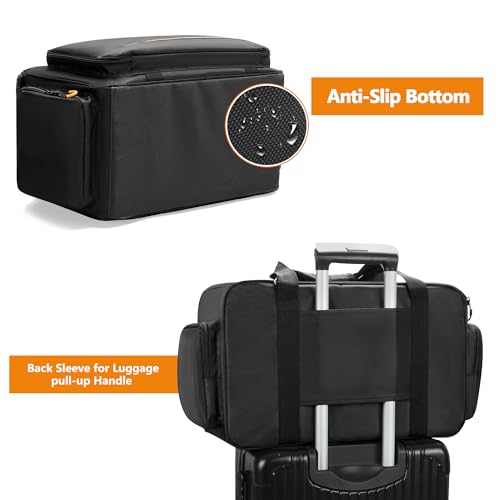Image of GRAOSO Speaker Carrying Bag Compatible with Mackie Thump Go 8 inch, Loudspeaker Storage Bag with Removable Bottom Board, Padded Handle and Shoulder Strap, Multiple Pockets for Microphone, Cable, Black