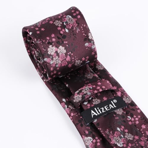 Image of Alizeal Mens 3.15inches Delicate Floral Tie with Small Flower Printed Handkerchief Set