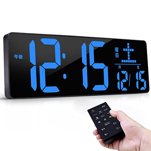 GHDVOP デジタル時計 LED大画面 壁掛け置き兼用 目覚まし時計 明るさ調整可能 見やすい 大音量 温度/日期 タイマー アラーム スヌーズ機能 年/月/日切替表示 おしゃれ 12H/24H切替 大きい時計 家/オフィス/公共の場 日本語(ブルーライト)