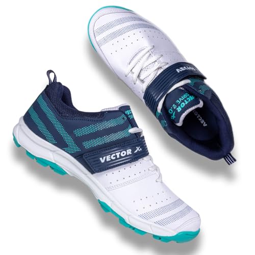 Image of Vector X Drive 2.0 Cricket Shoes Synthetic Leather Upper /PVC Sole Studs Velcro & Lace up|Lightweight & Durable Footwear for Adult, Men & Boys|Ideal for Turf, Ground & Hard Surfaces