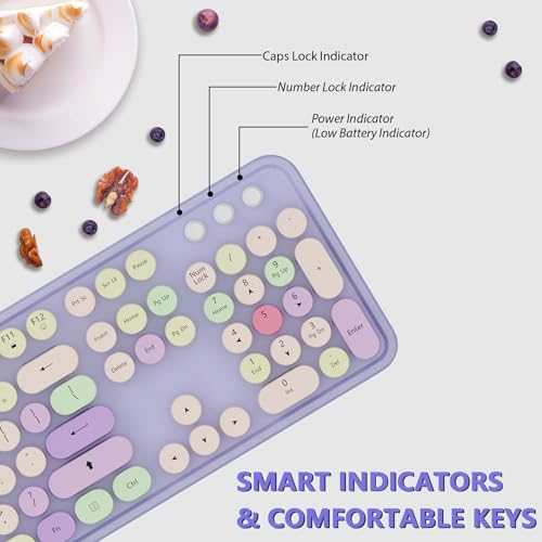 Image of Kootop Wireless Computer Keyboard and Mouse Combo,Colorful Purple