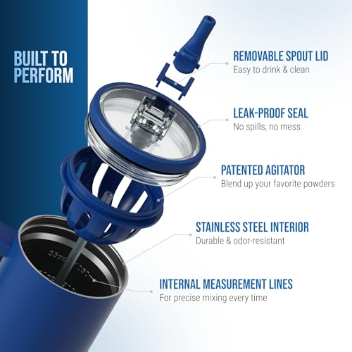 Image of Ice Shaker 40 oz Tumbler with Handle and Straw | 40oz Navy | Cold for 30+ Hours | 2-in-1 Tumbler Shaker Bottle | Odor-Free 40 ounce Bottle for Water, Protein Shakes, Smoothies, Cocktails