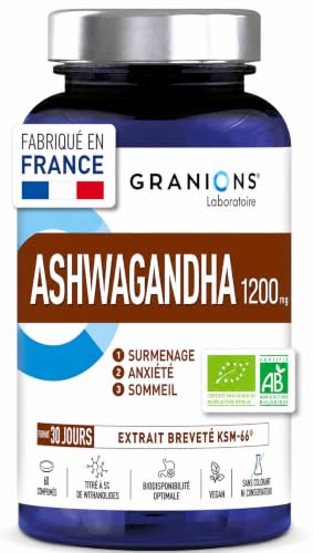 Granions - Ashwagandha 1200mg Certifié BIO - Anti Stress - 60 Comprimés