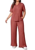 Auciccoo Plus Size 2 Piece Lounge Set for Women, Casual Matching Outfit